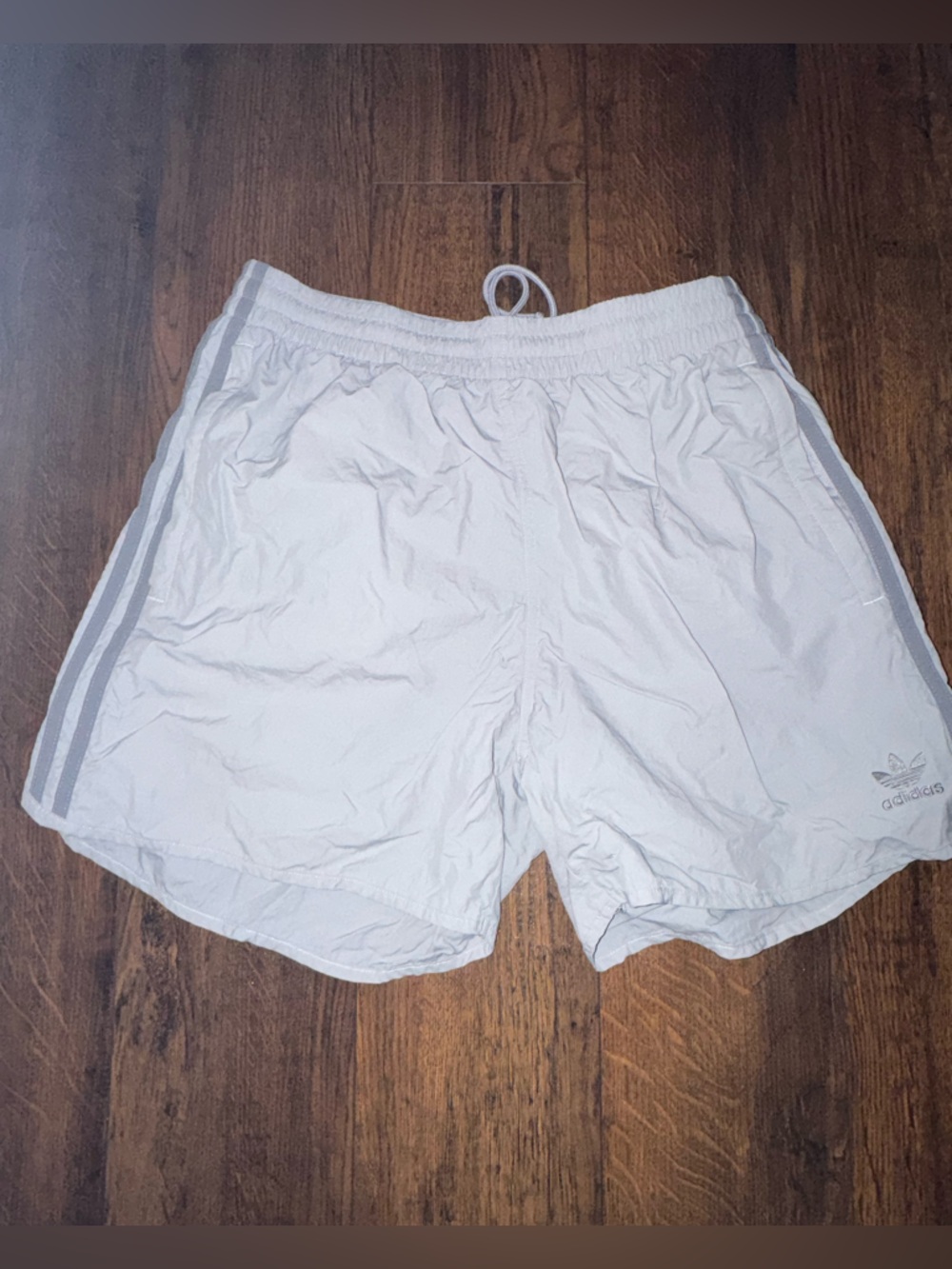 Women’s adidas White Athletic Shorts with Gray Stripes